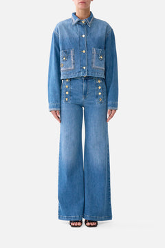 AMANDA TAURUS RISING HARDWARE FLARE JEAN DENIM