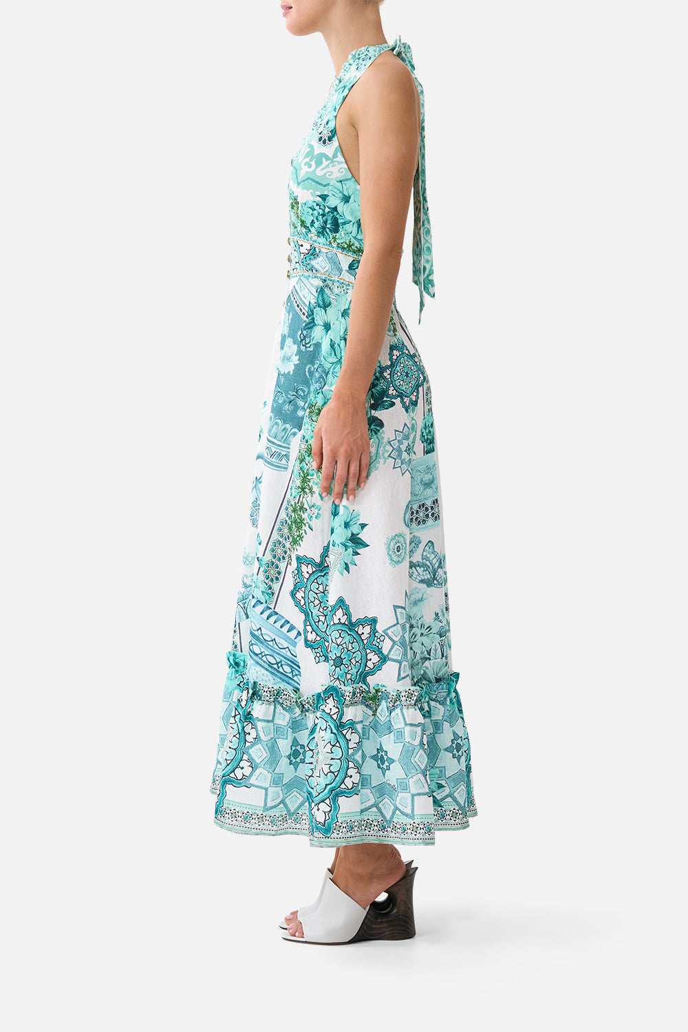 RUFFLE NECK HALTER DRESS BALEARIC BEBÉ