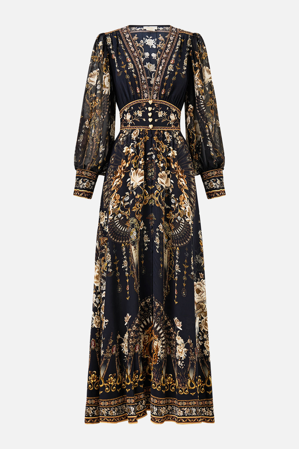 SHAPED WAISTBAND DRESS WITH GATHERED SLEEVES FLAMENCO FOLKLORE