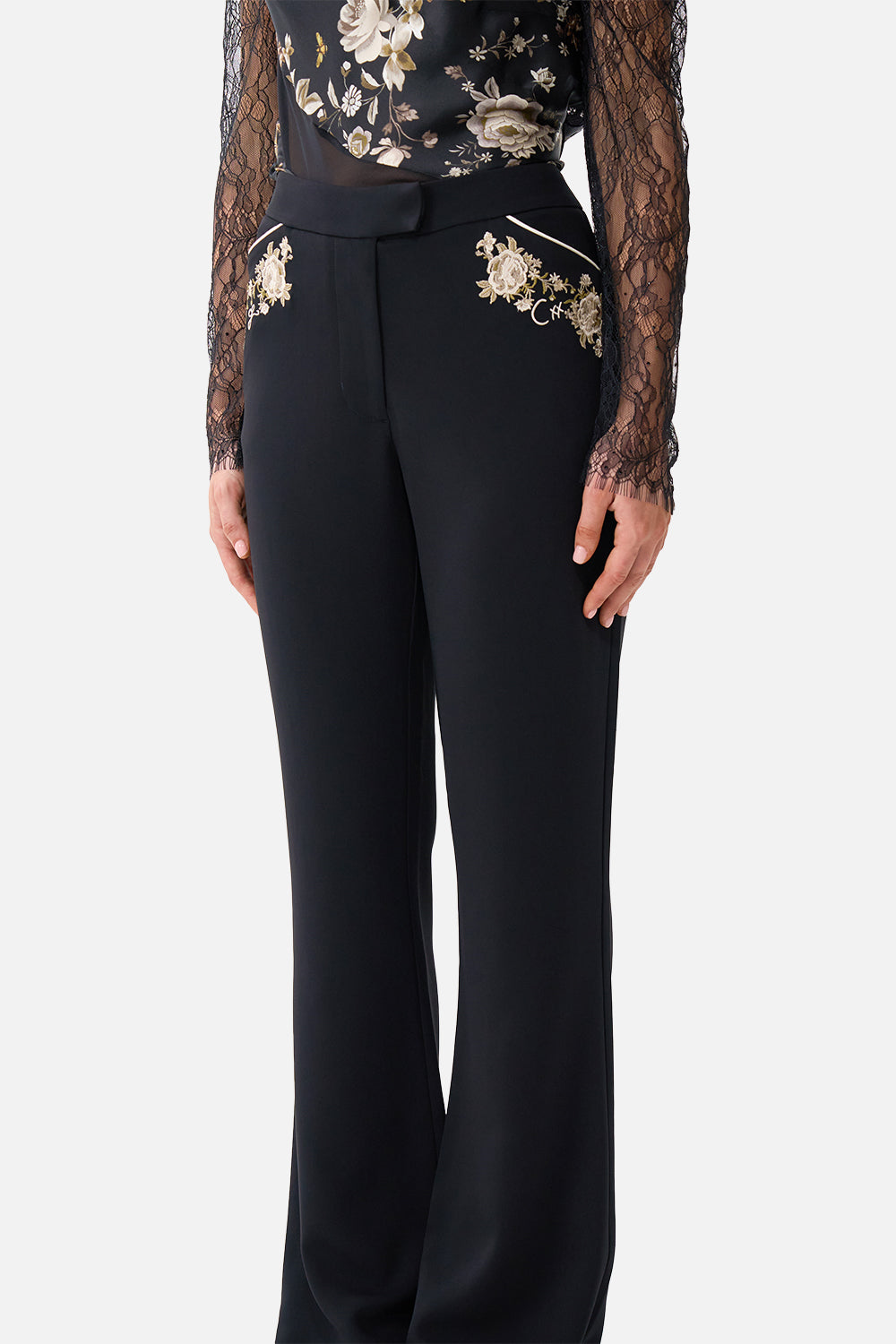 The CAMILLA flare trouser with seam detail in our print Flamenco Folklore.