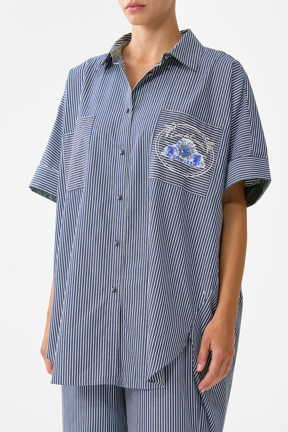 The CAMILLA OVERSIZED POCKET TUNIC SEVILLIAN STYLE in our  print.