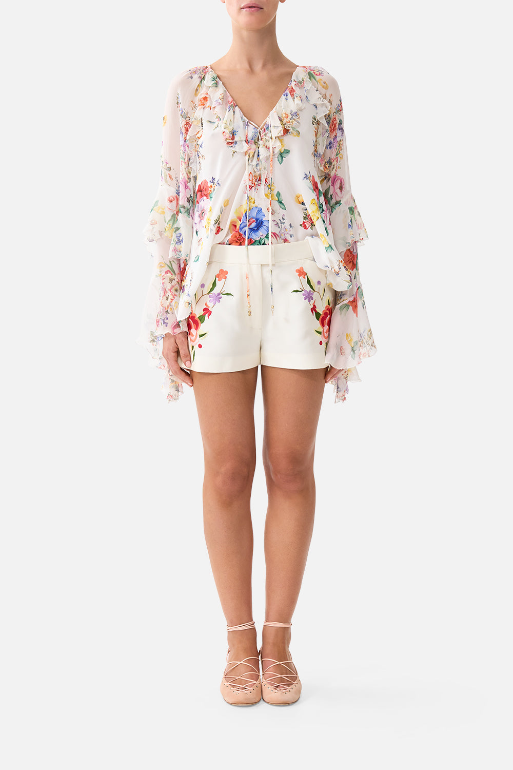 The CAMILLA LOW RISE MINI SHORTS I LEFT MY HEART IN GRANADA in our I LEFT MY HEART IN GRANADA print.