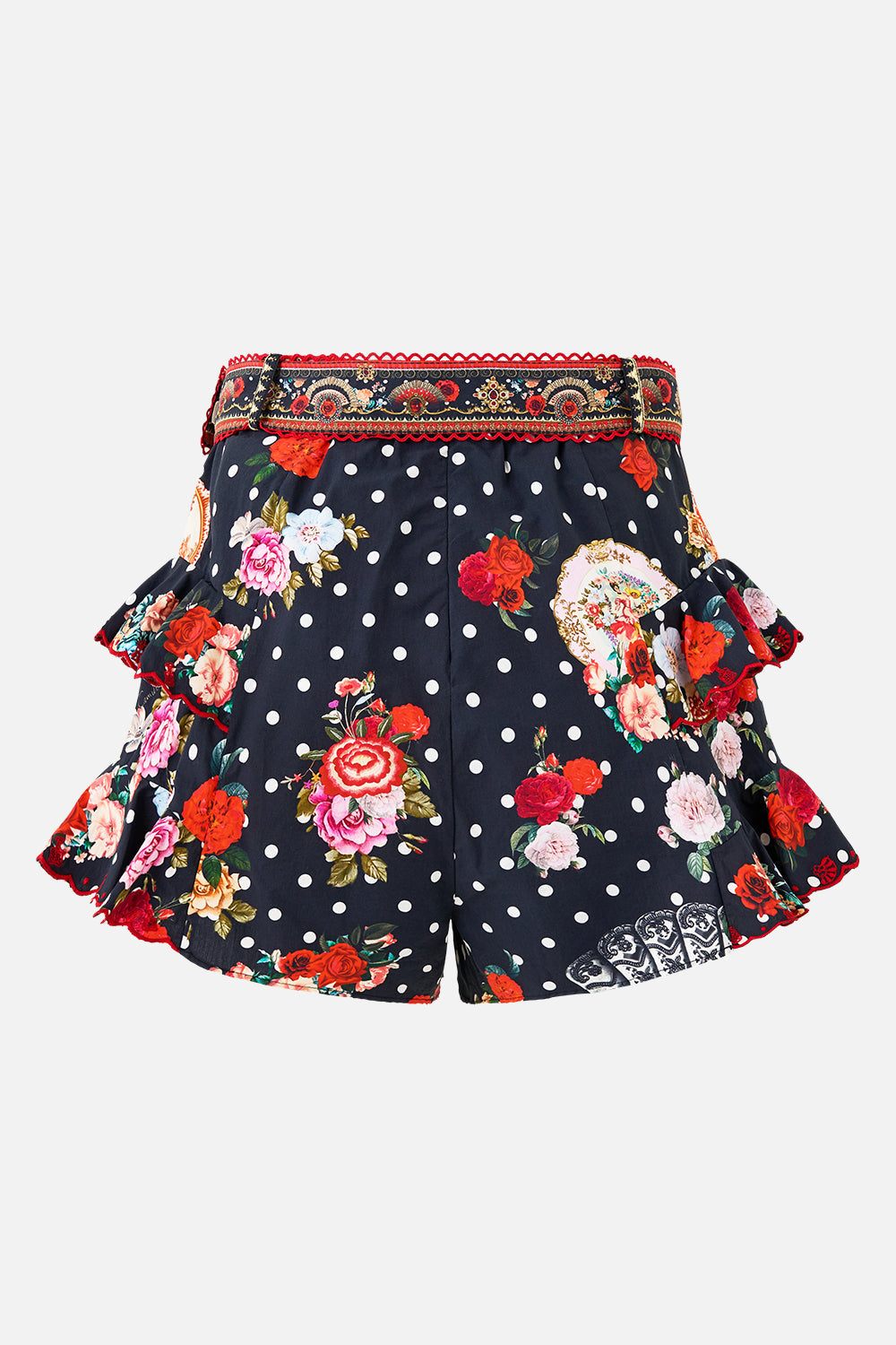 The CAMILLA frilled shorts in our print Daughters of Duende.
