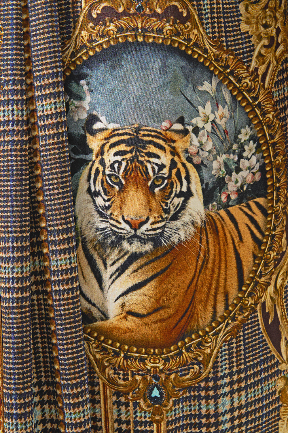 The CAMILLA Midi Shirt Dress with Pintucks Animals in the Palace in our Animals in the Palace print.