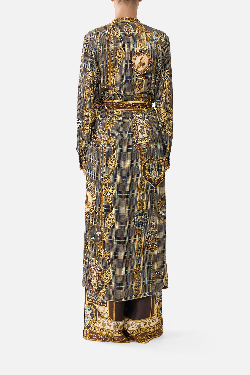The CAMILLA Midi Shirt Dress with Pintucks Animals in the Palace in our Animals in the Palace print.