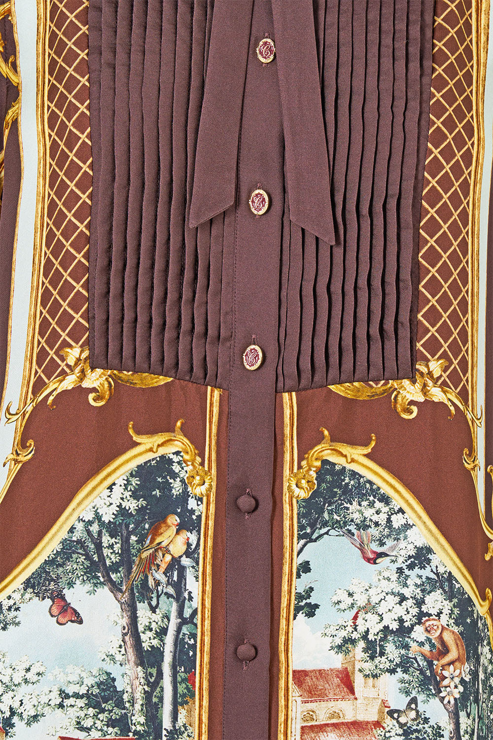 The CAMILLA COLLARED SHIRT DRESS WITH PINTUCKS ANIMALS IN THE PALACE