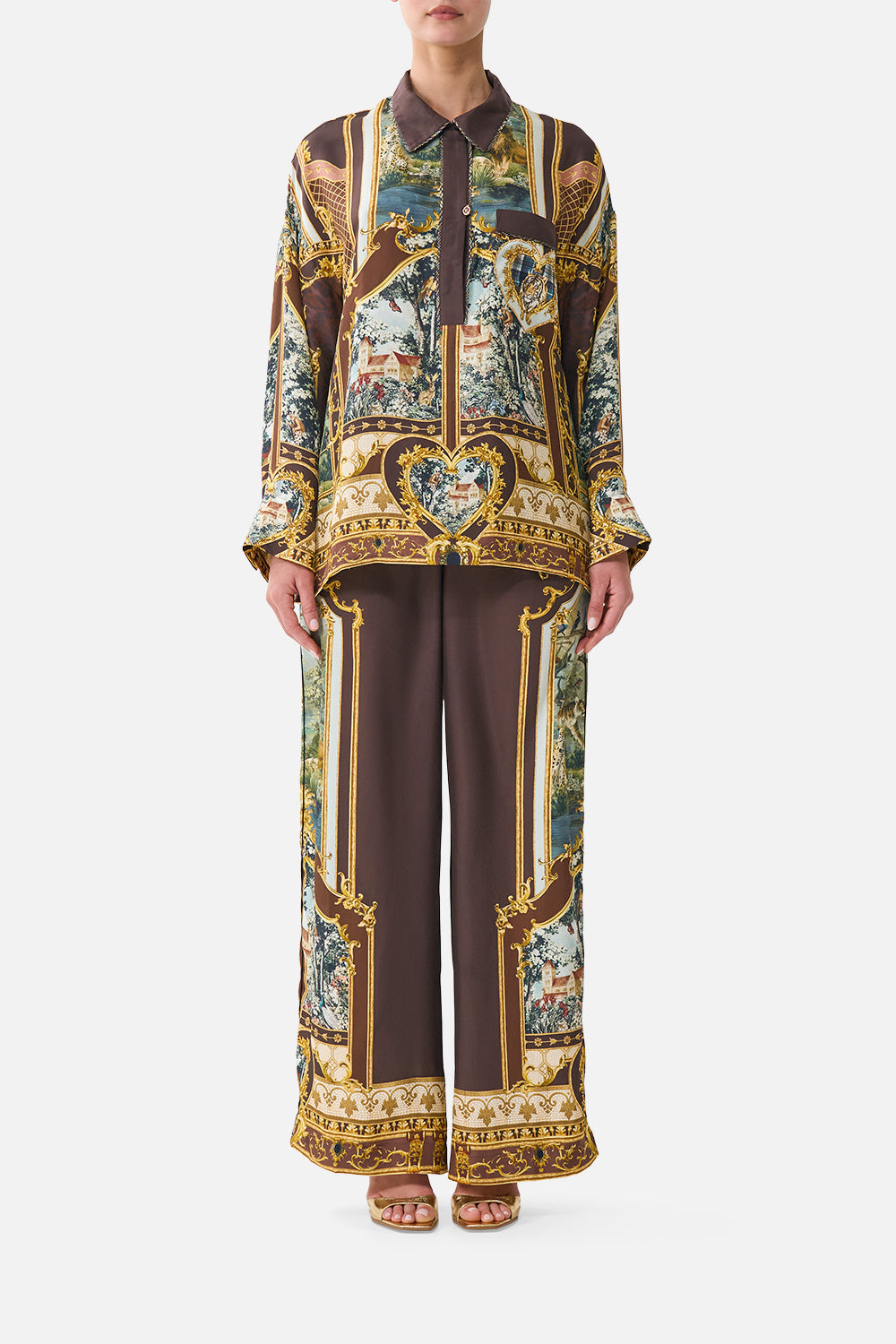 The CAMILLA Relaxed Collared Shirt with Pocket Animals in the Palace in our Animals in the Palace print.