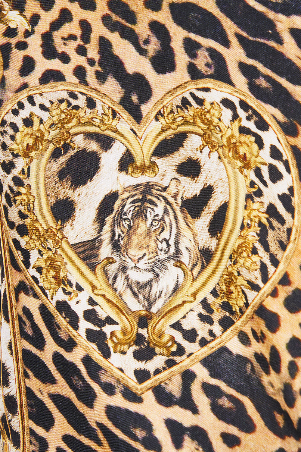 The CAMILLA Collared Shirt with Pintucks Leopard Libertine in our Leopard Libertine print.
