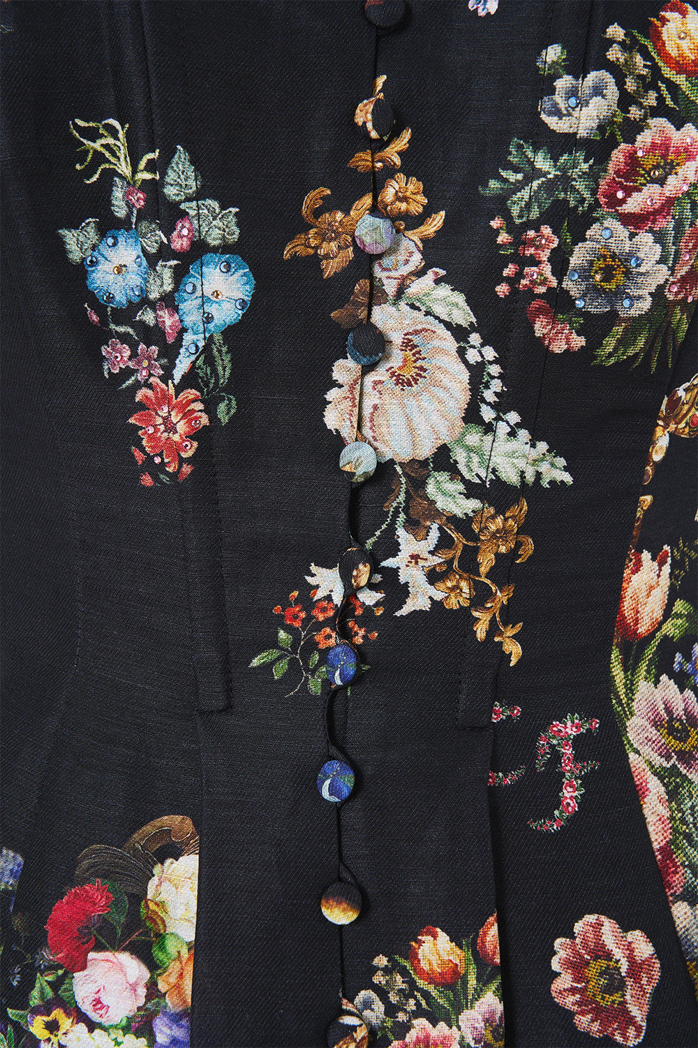 The CAMILLA CORSET DRESS WITH LONG FLARED SKIRT NIGHT GARDEN