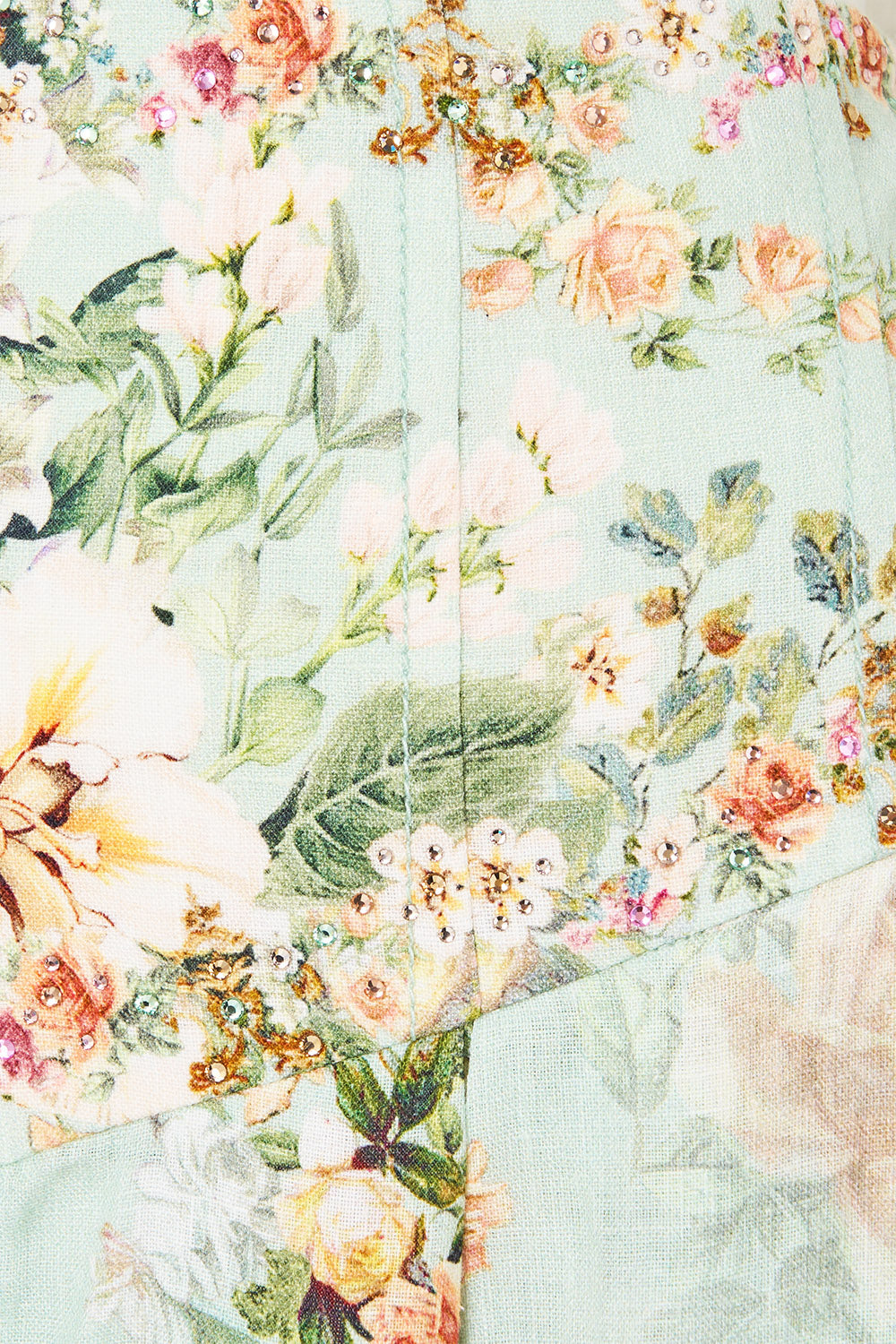 The CAMILLA CORSET WAIST WIDE LEG PANT WILDFLOWER WUNDERLAND