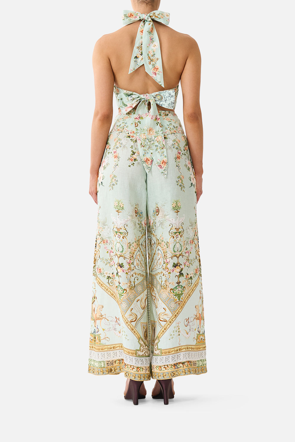 The CAMILLA CORSET WAIST WIDE LEG PANT WILDFLOWER WUNDERLAND