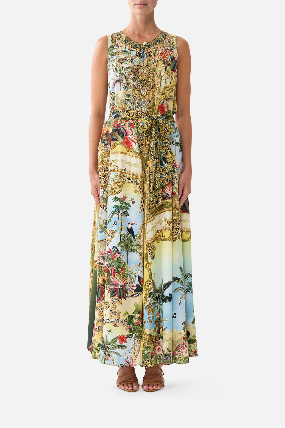 The CAMILLA Flared Jumpsuit Wanderlust Empire in our Wanderlust Empire print.