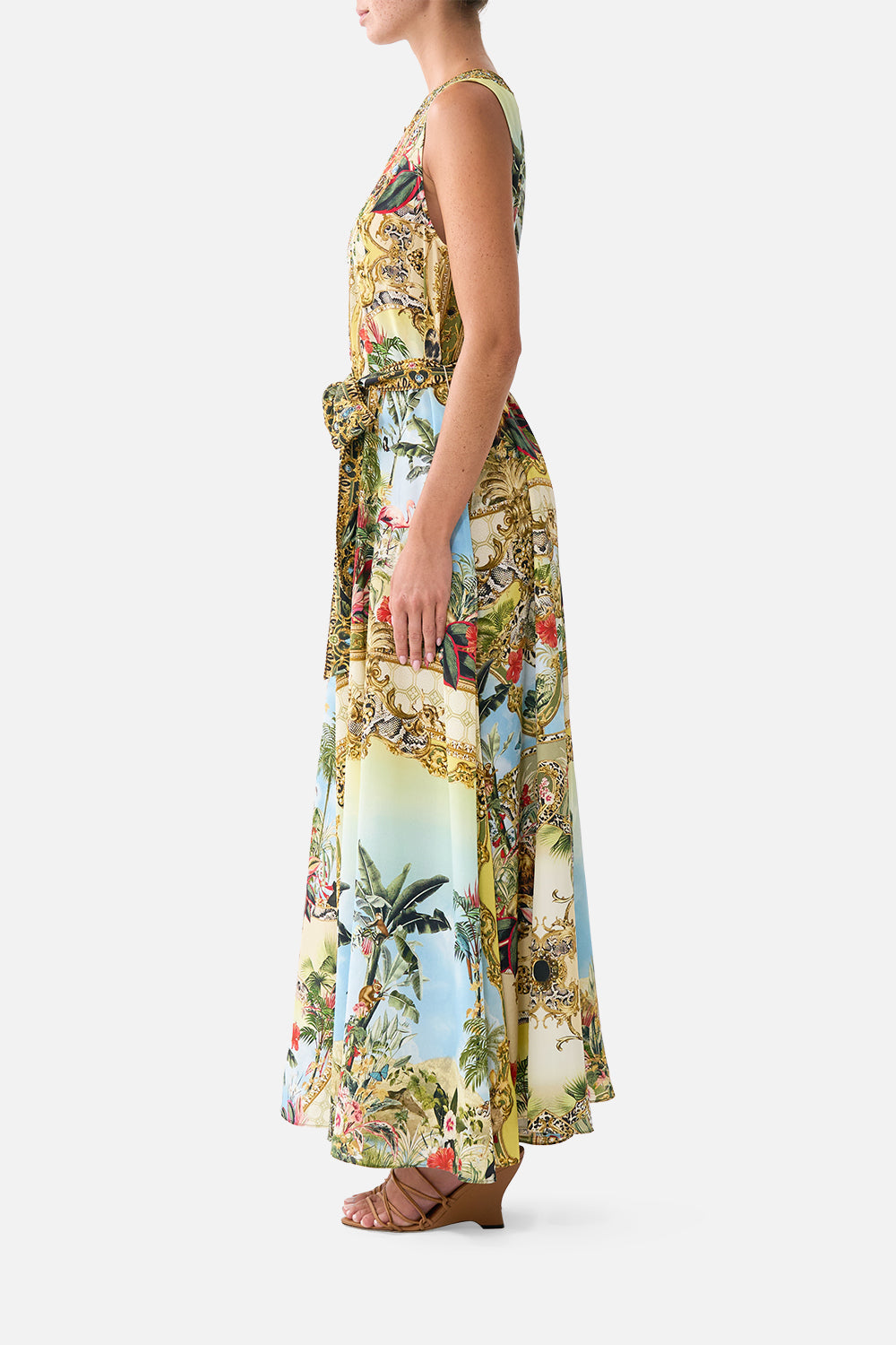 The CAMILLA Flared Jumpsuit Wanderlust Empire in our Wanderlust Empire print.