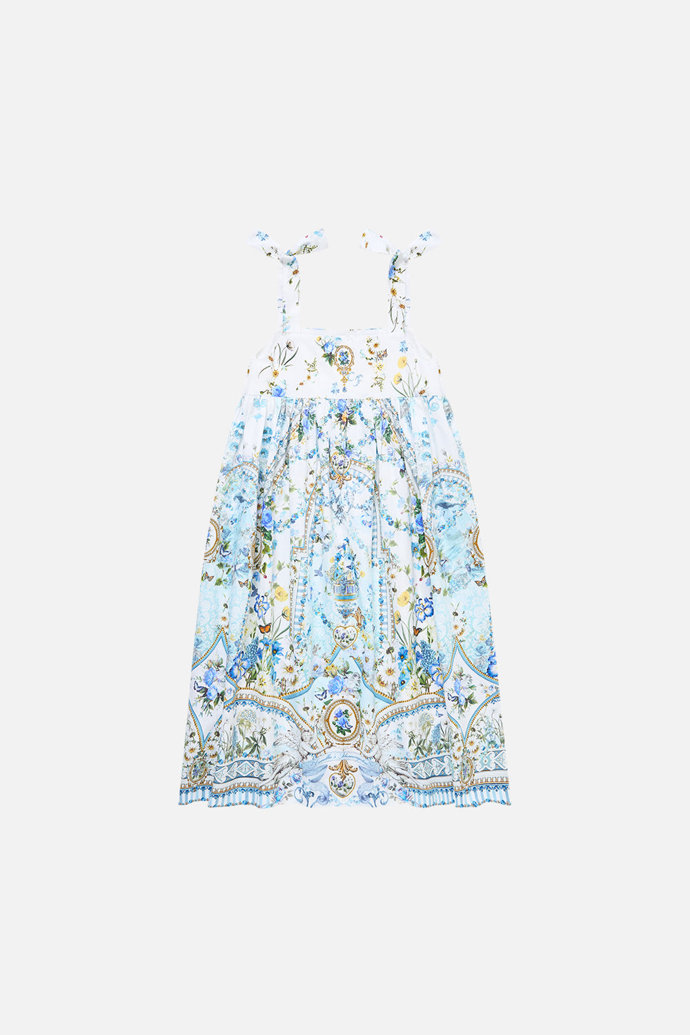 The CAMILLA KIDS TIE STRAP MIDI DRESS WITH PINTUCKS DANDELION SKIES