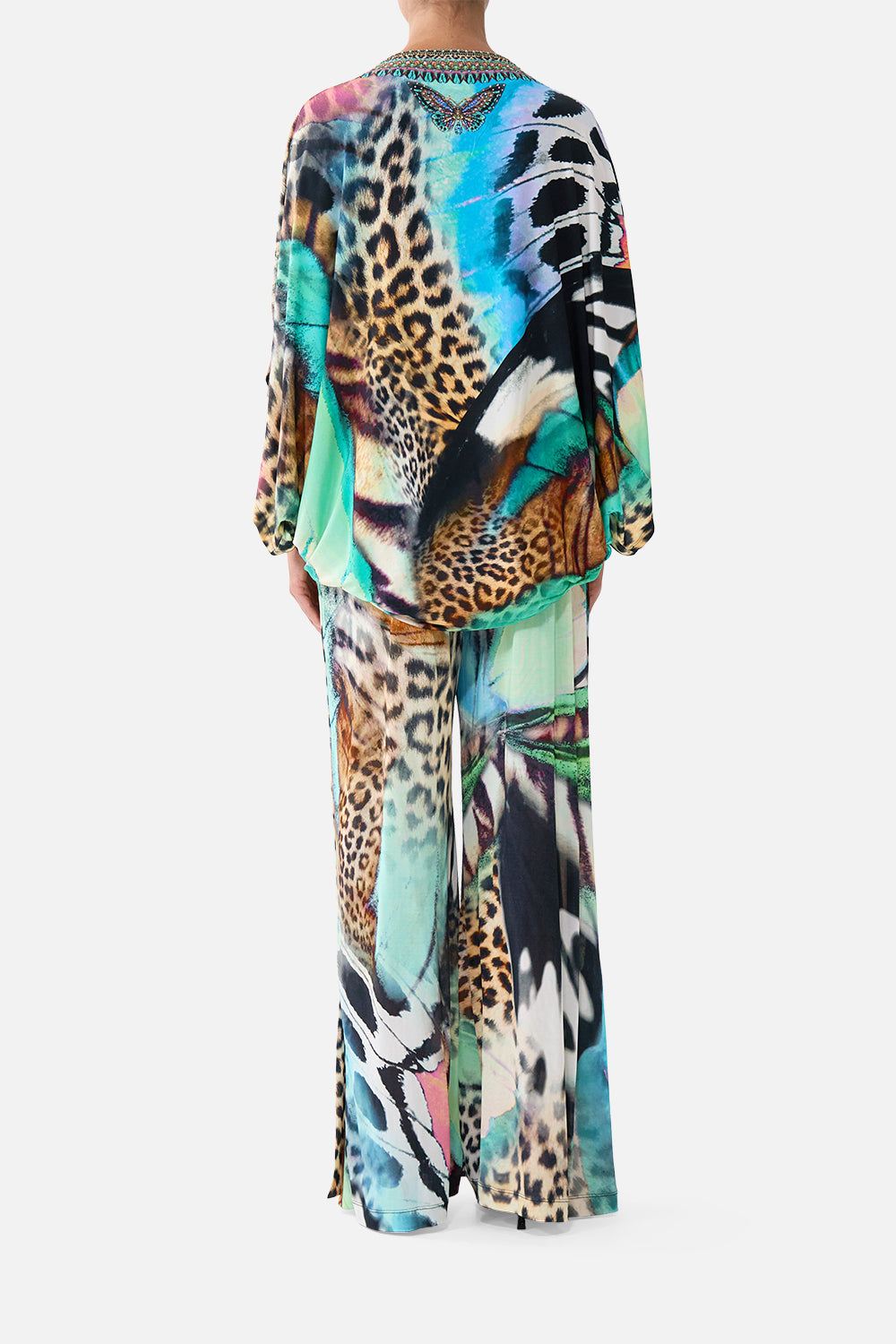 The CAMILLA STRAIGHT LEG JERSEY PANTS WITH SIDE PANELS BUTTERFLY BOHEMIA