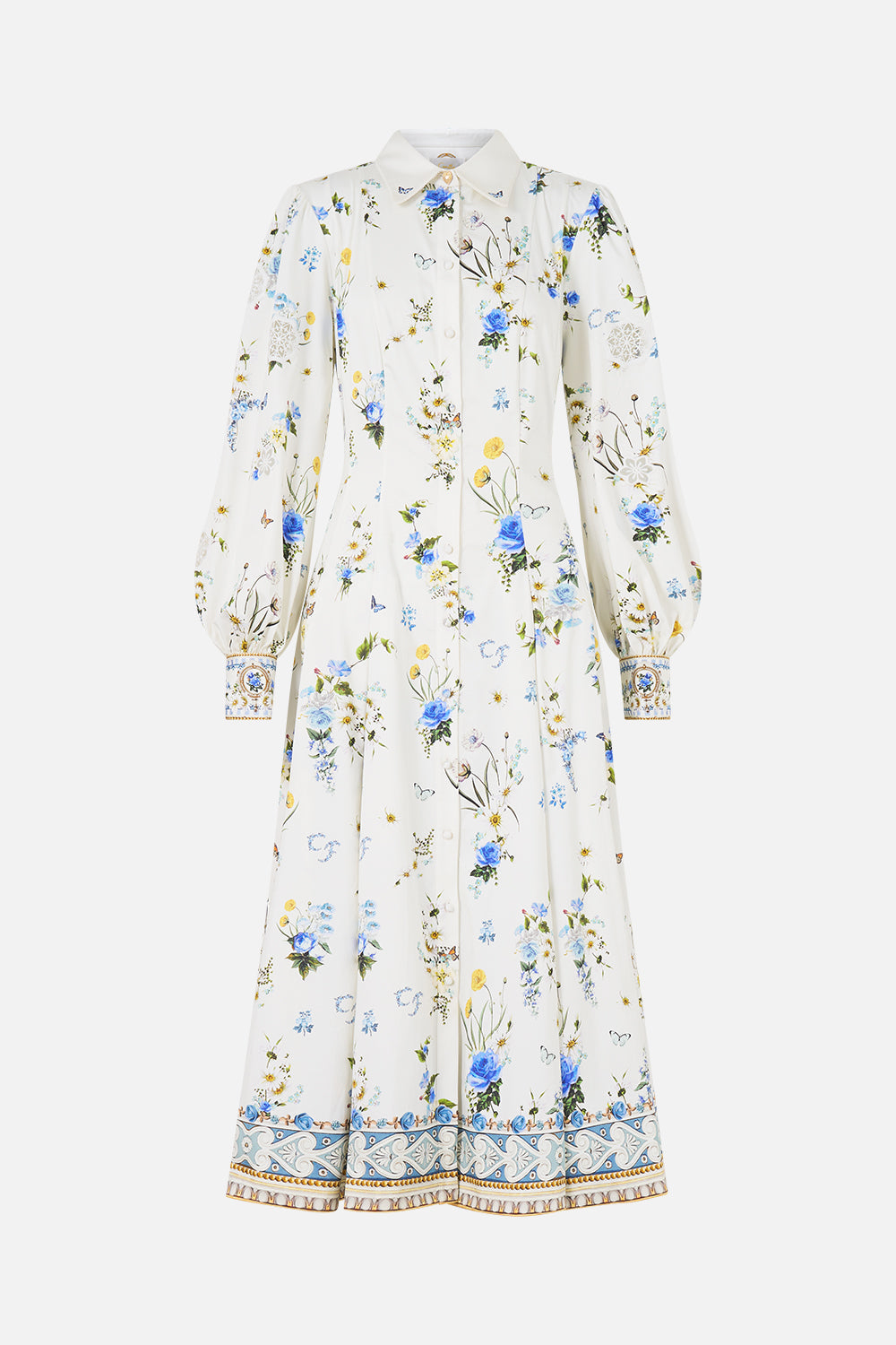 The CAMILLA BUTTON FRONT MIDI SHIRT DRESS DANDELION SKIES
