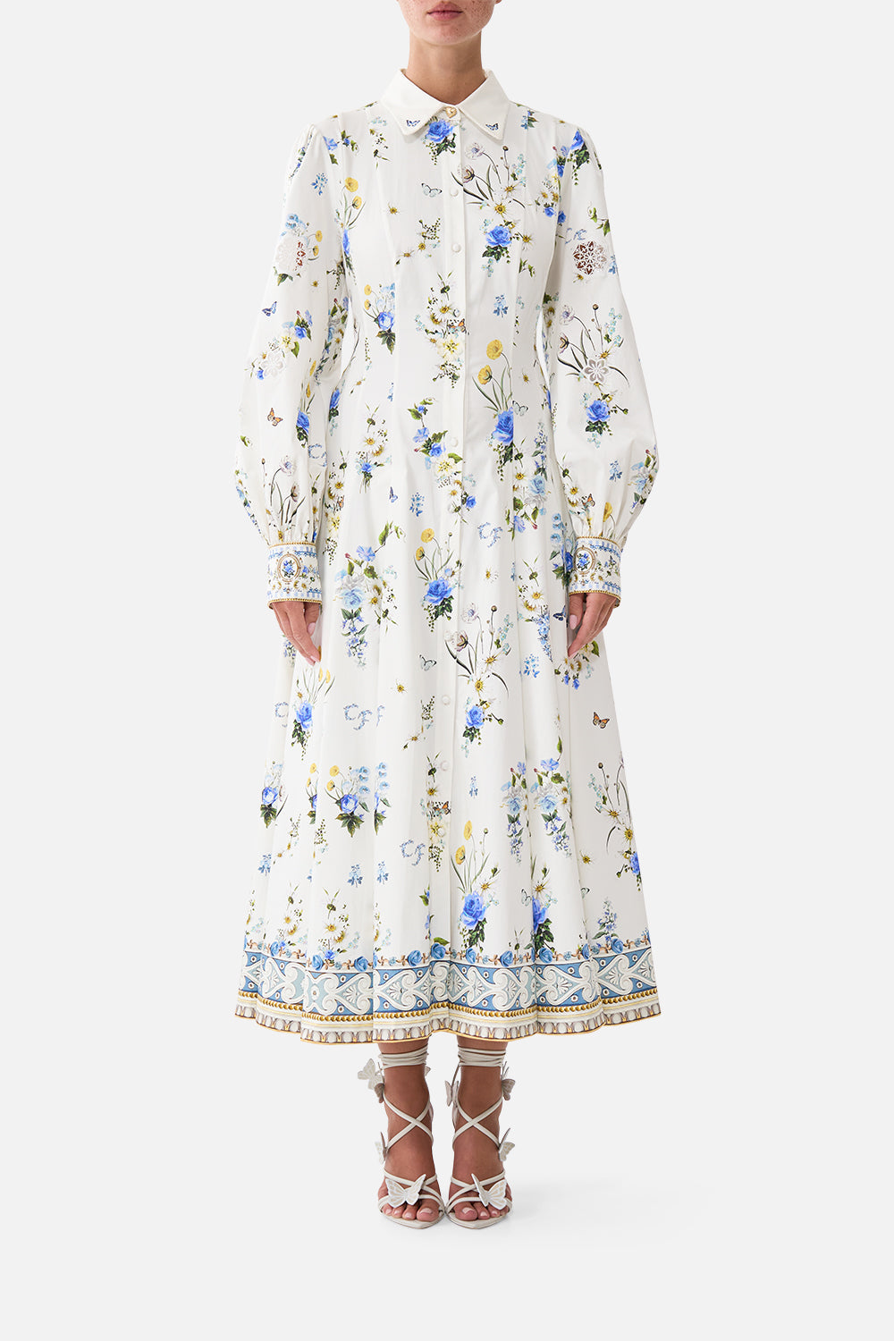 The CAMILLA BUTTON FRONT MIDI SHIRT DRESS DANDELION SKIESDANDELION SKIES