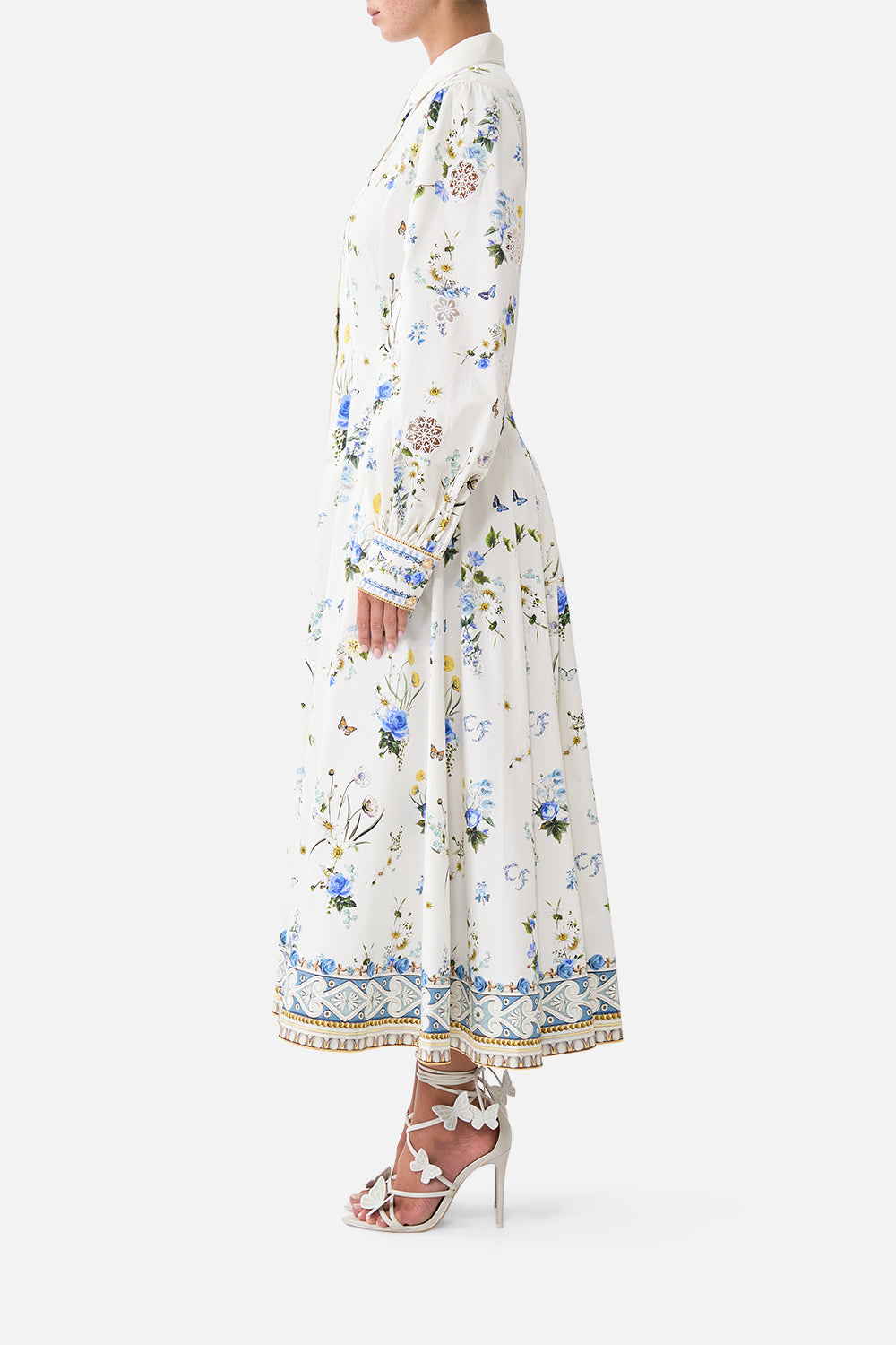 The CAMILLA BUTTON FRONT MIDI SHIRT DRESS DANDELION SKIES
