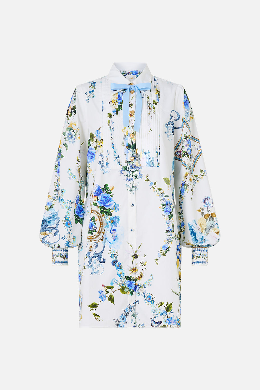 The CAMILLA COLLARED SHIRT DRESS WITH PINTUCKS DANDELION SKIES