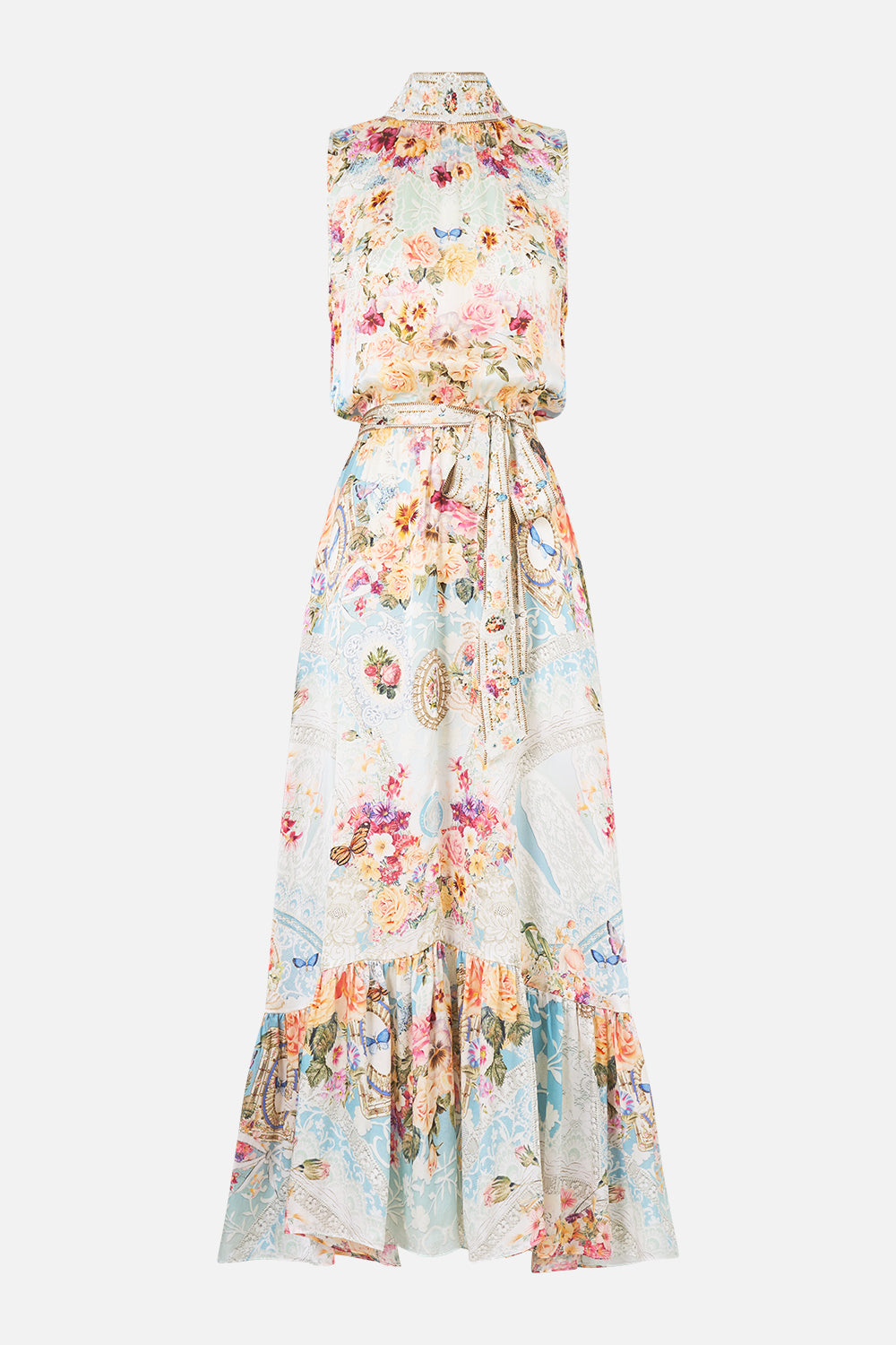The CAMILLA NECKTIE DRESS WITH ELASTICATED WAIST A TASTE FOR LACE in our  print.