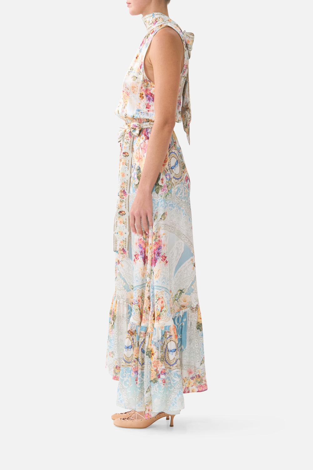 The CAMILLA NECKTIE DRESS WITH ELASTICATED WAIST A TASTE FOR LACE in our  print.