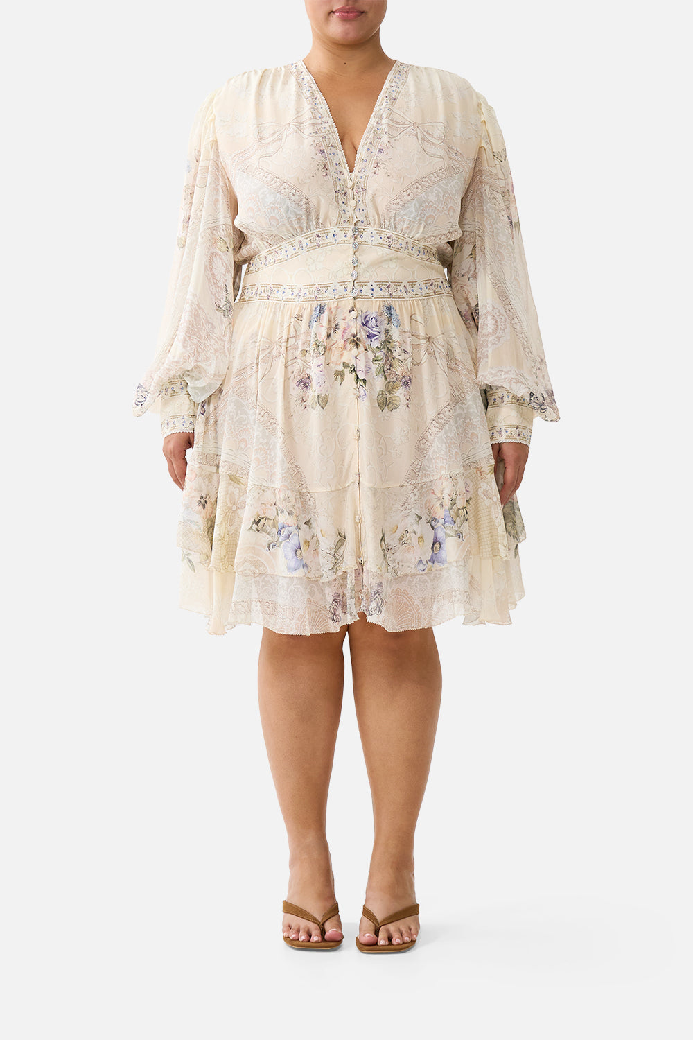 BUTTON FRONT FRILL DRESS LACED WITH LOVE