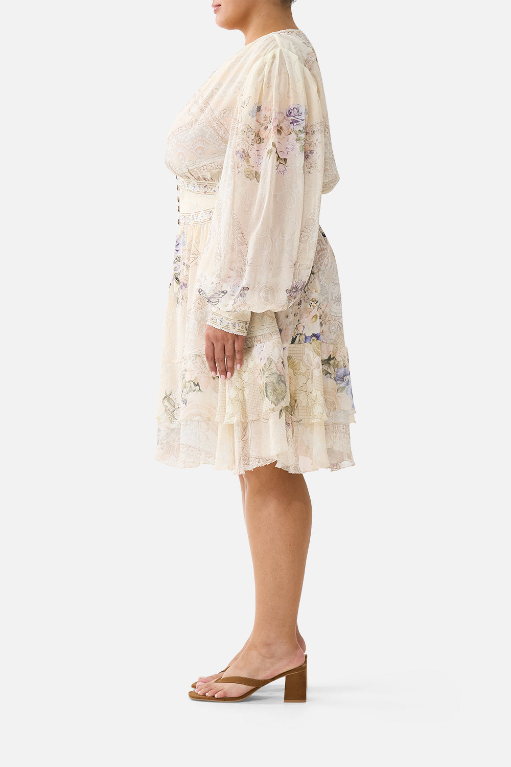 BUTTON FRONT FRILL DRESS LACED WITH LOVE