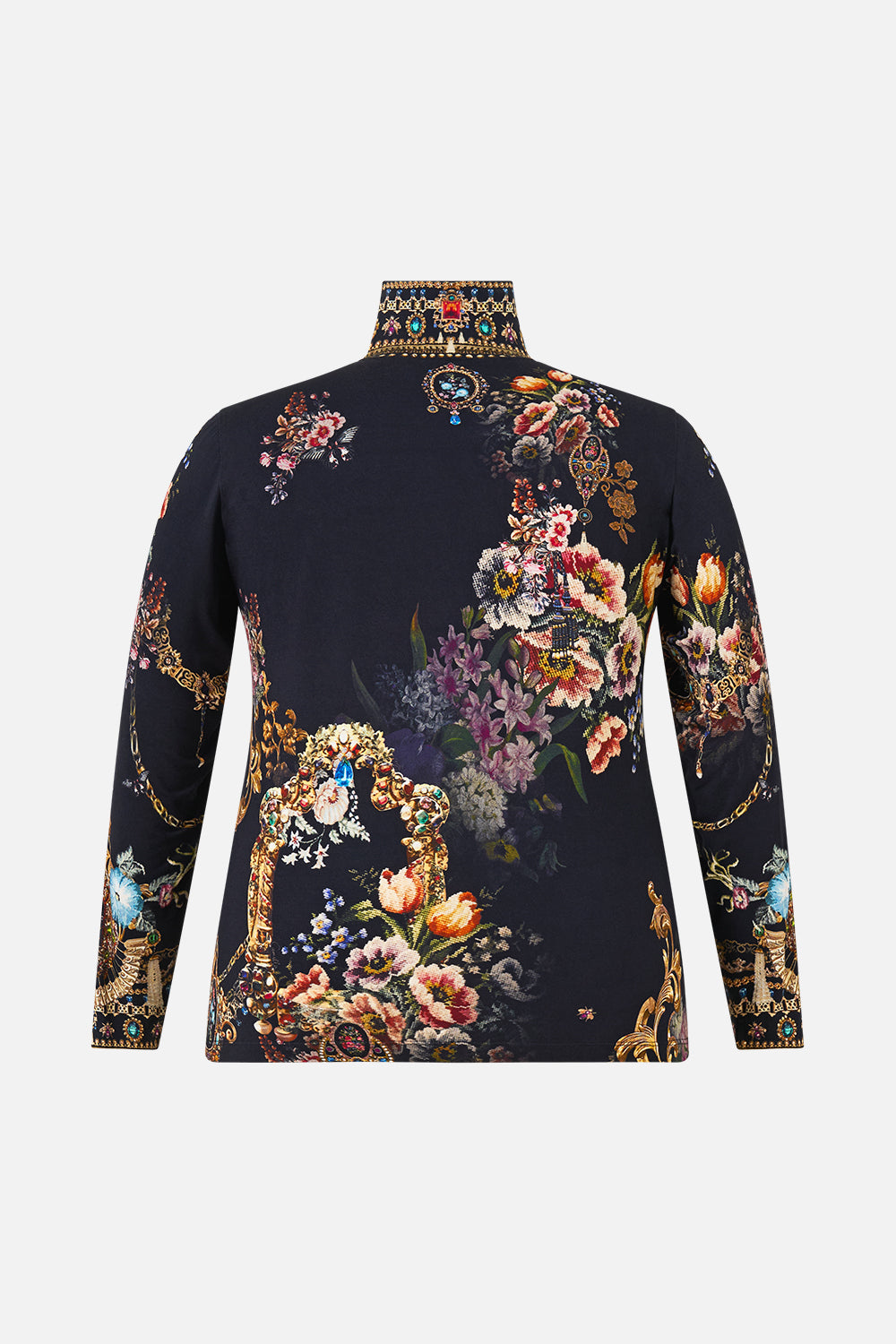 The CAMILLA JERSEY TURTLENECK NIGHT GARDEN