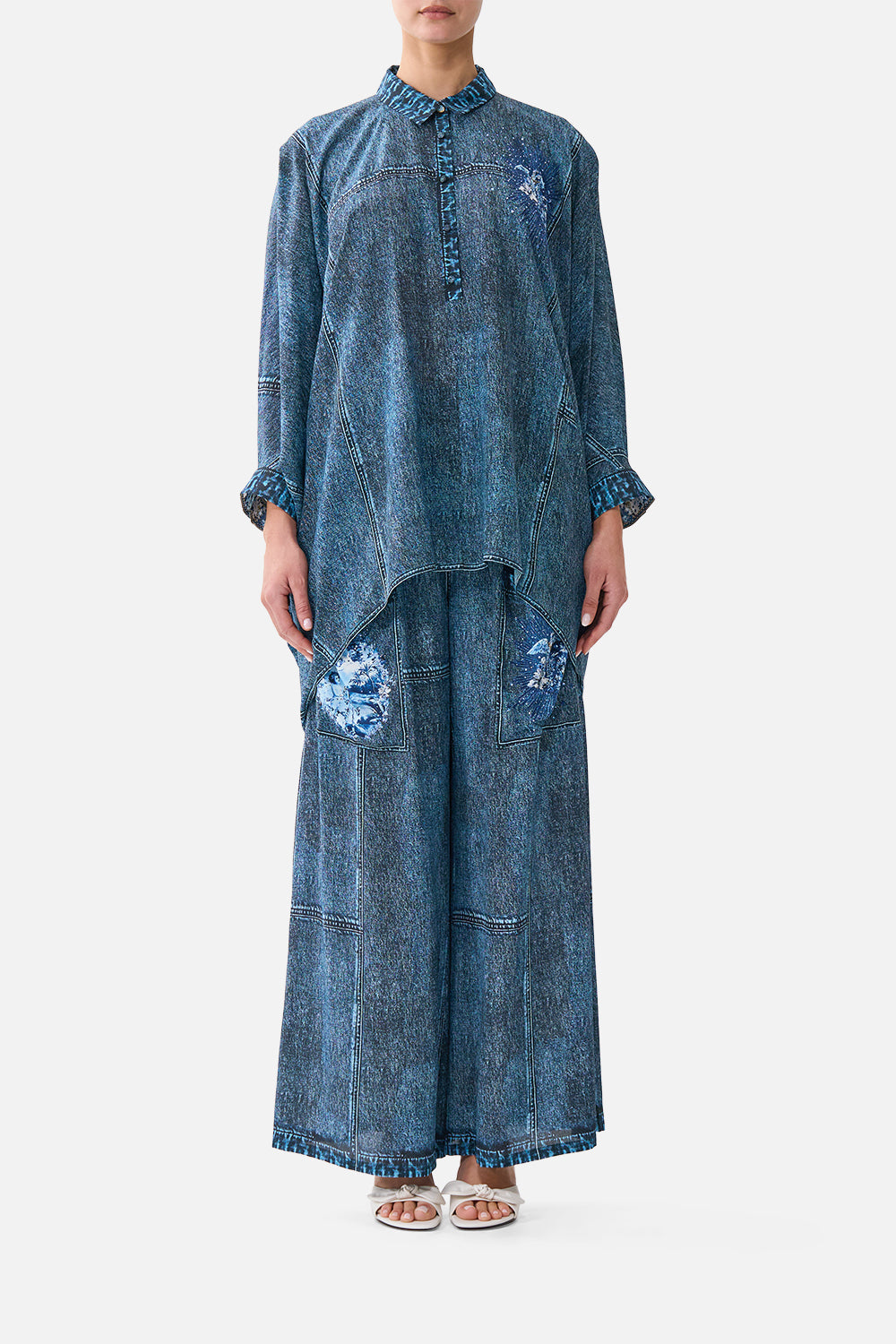 BUTTON UP TOP WITH DRAPED BACK THE PORCELAIN PARLOUR