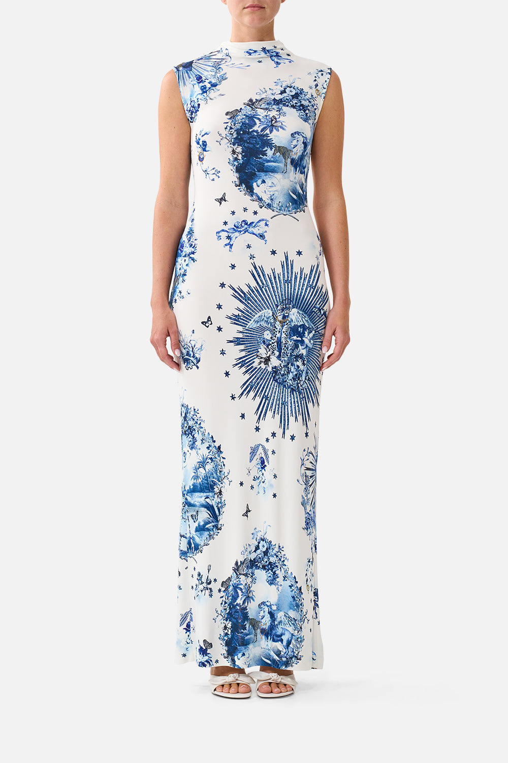 The CAMILLA Back Detail Tank Dress The Porcelain Parlour in our The Porcelain Parlour print.