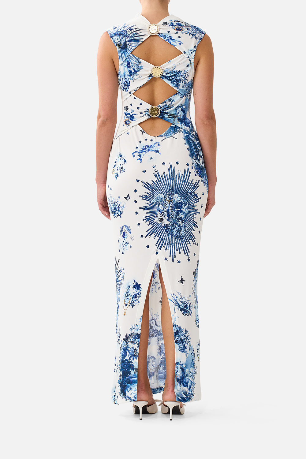 The CAMILLA Back Detail Tank Dress The Porcelain Parlour in our The Porcelain Parlour print.