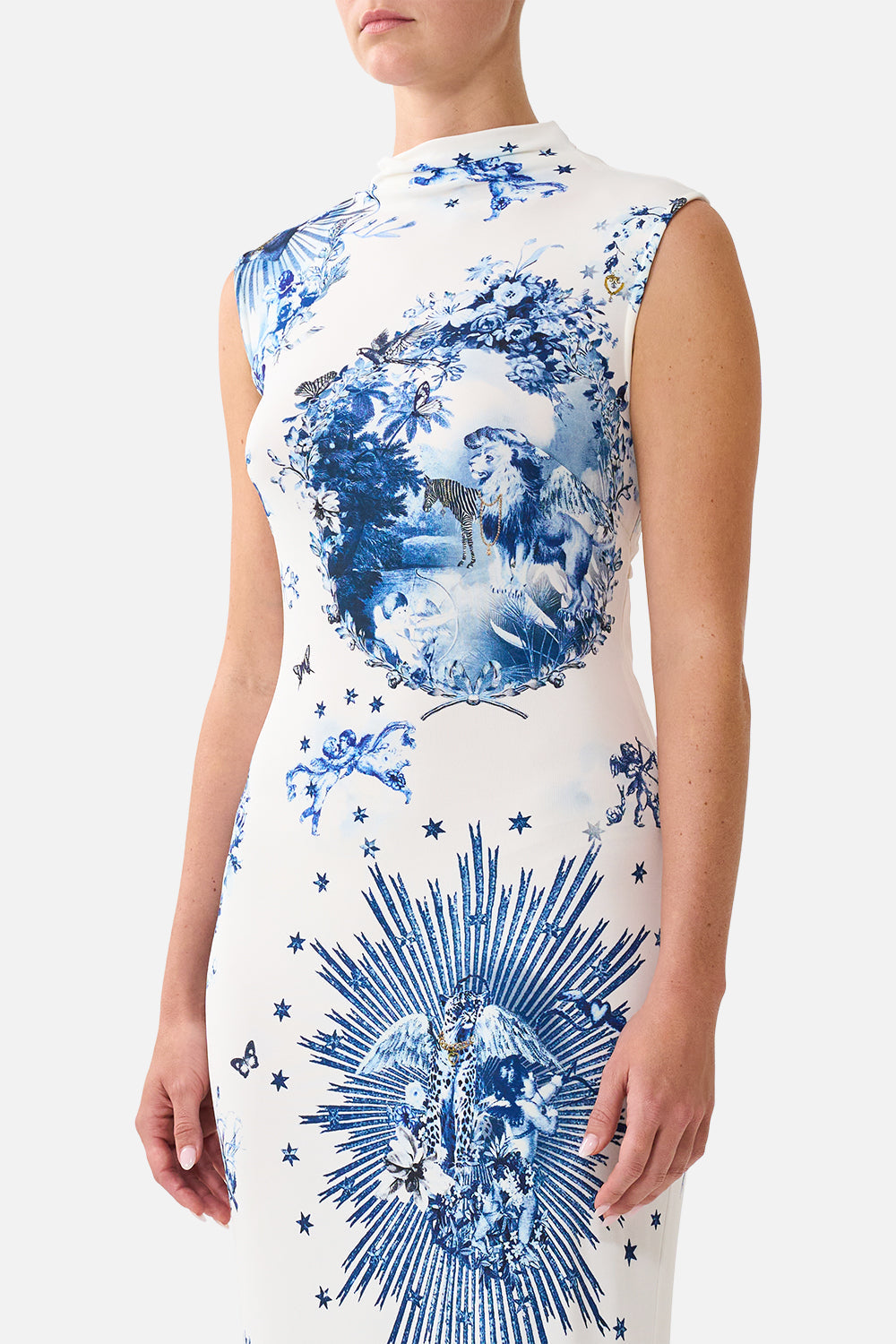 The CAMILLA Back Detail Tank Dress The Porcelain Parlour in our The Porcelain Parlour print.