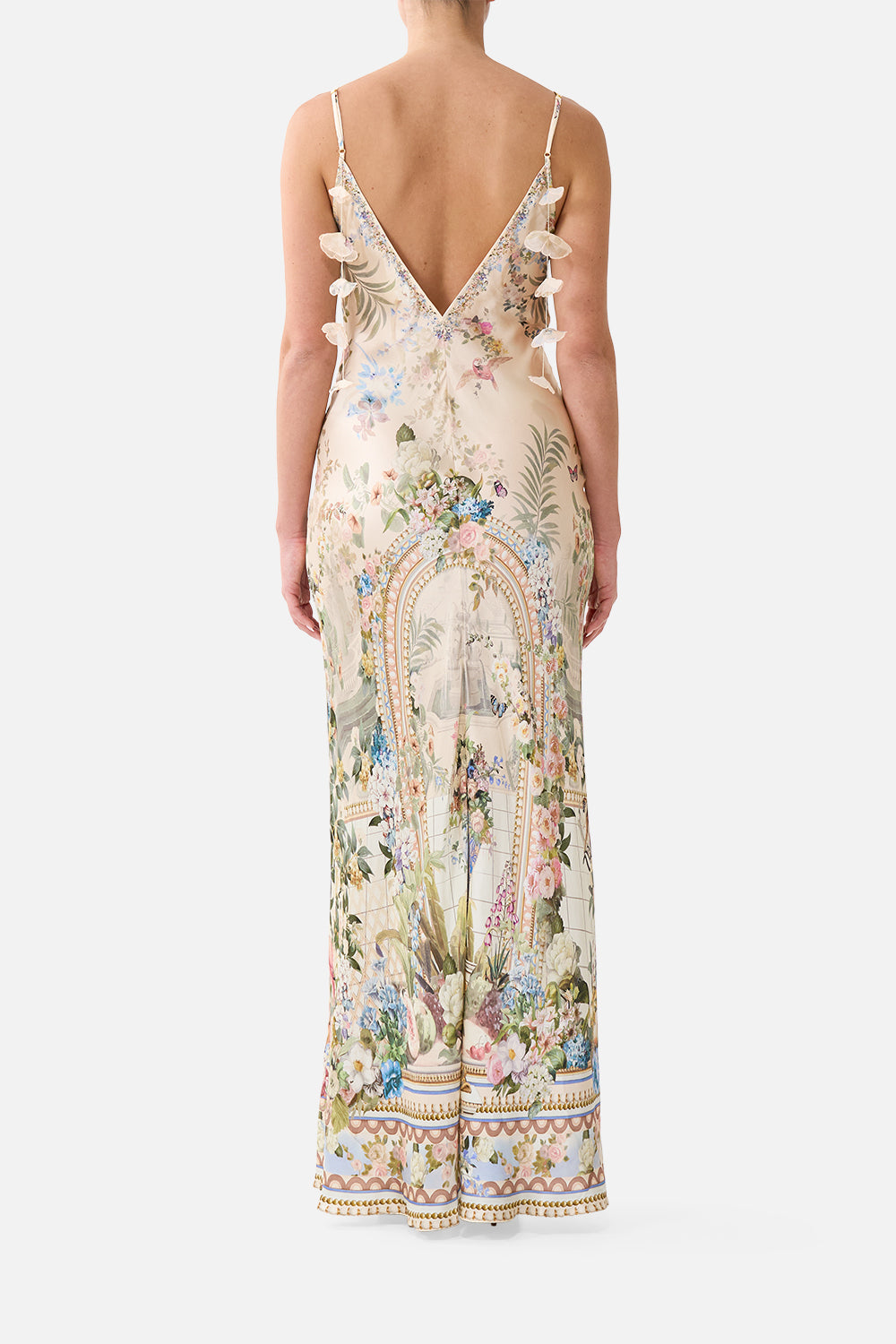 The CAMILLA V NECK FULL LENGTH BIAS SLIP DRESS MIDSUMMER MASTERPIECE