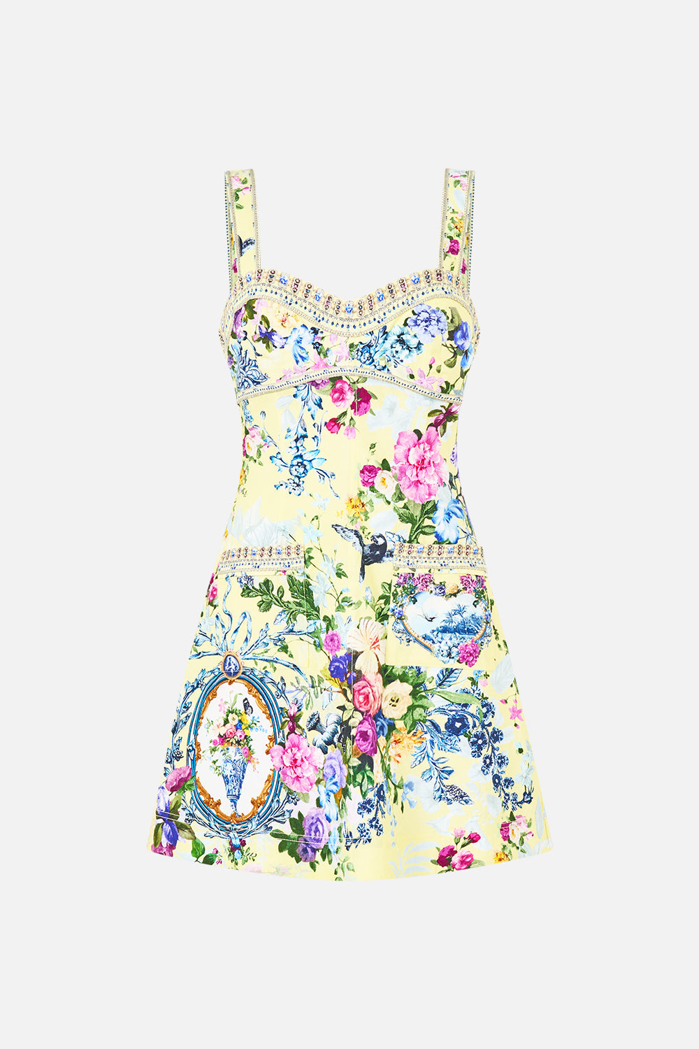 FITTED SHORT DRESS WITH TOPSTITCHING CHINOISERIE CHILD