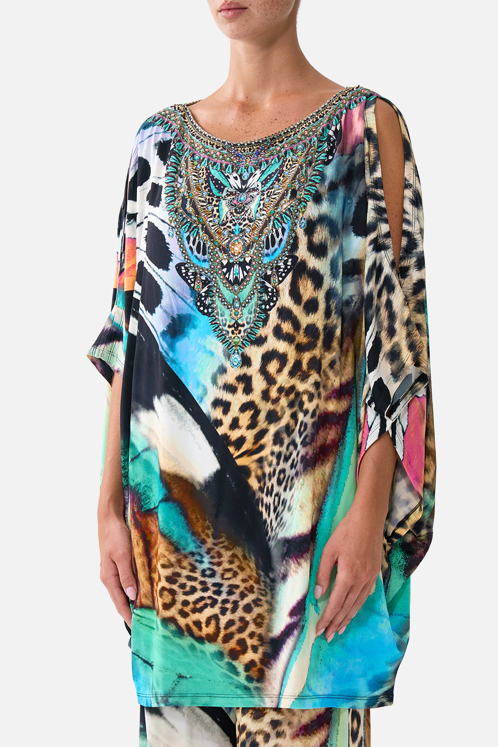 The CAMILLA BAT SLEEVE KAFTAN WITH COLD SHOULDER BUTTERFLY BOHEMIA