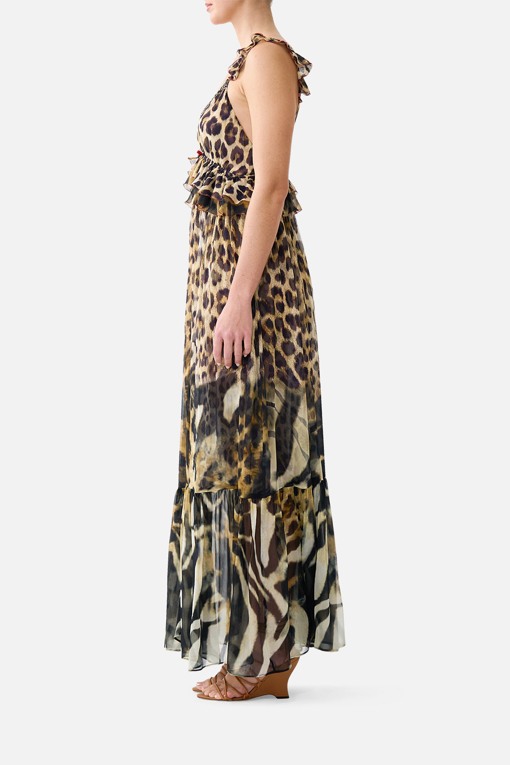 The CAMILLA FRILL BRALETTE LONG DRESS LEOTIGRA LAND