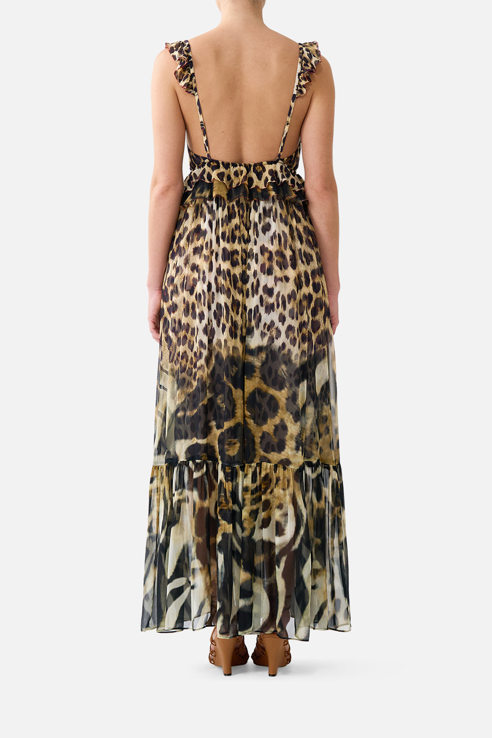 The CAMILLA FRILL BRALETTE LONG DRESS LEOTIGRA LAND