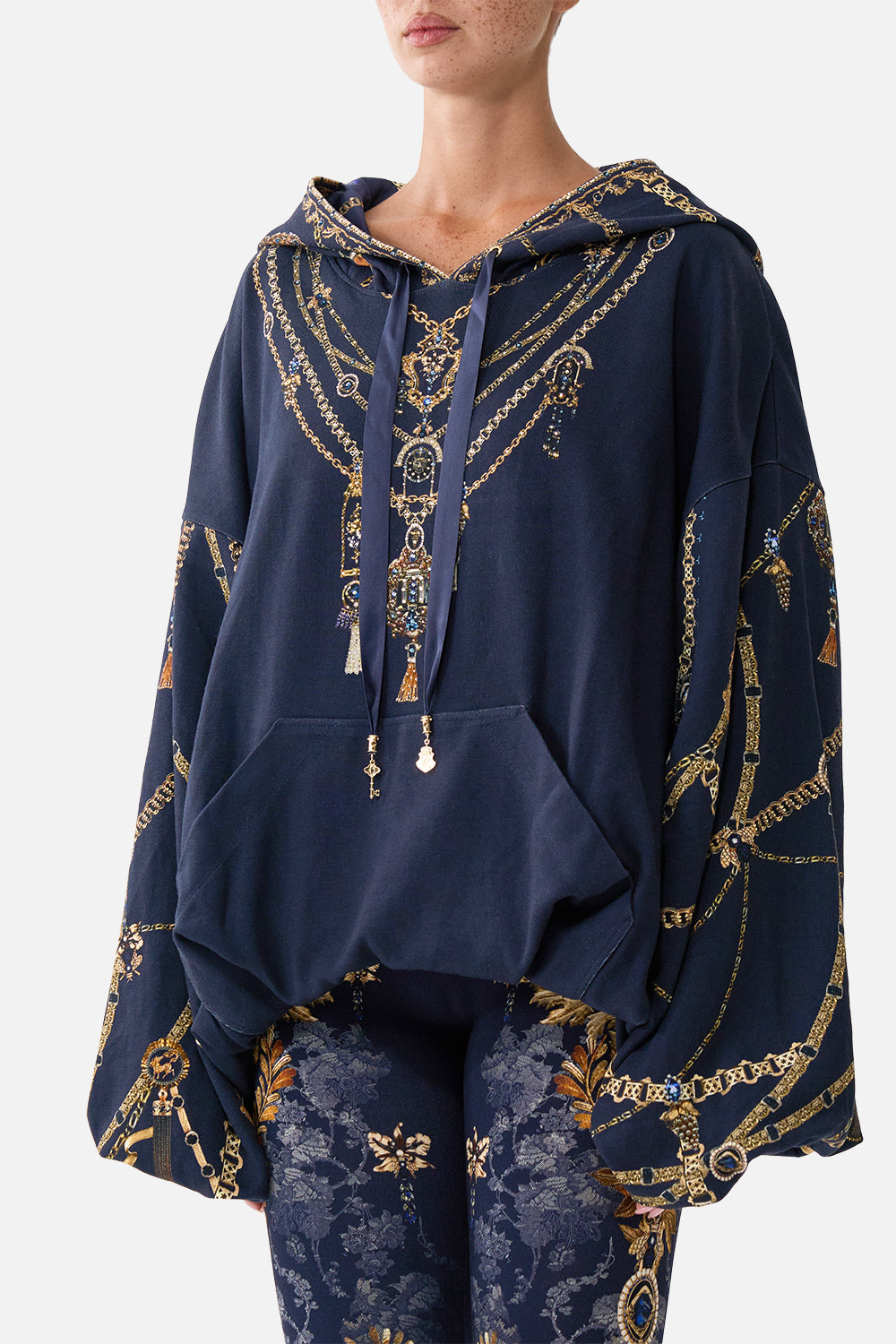 OVERSIZED SLOUCH HOODIE CLOAKED IN BAROQUE