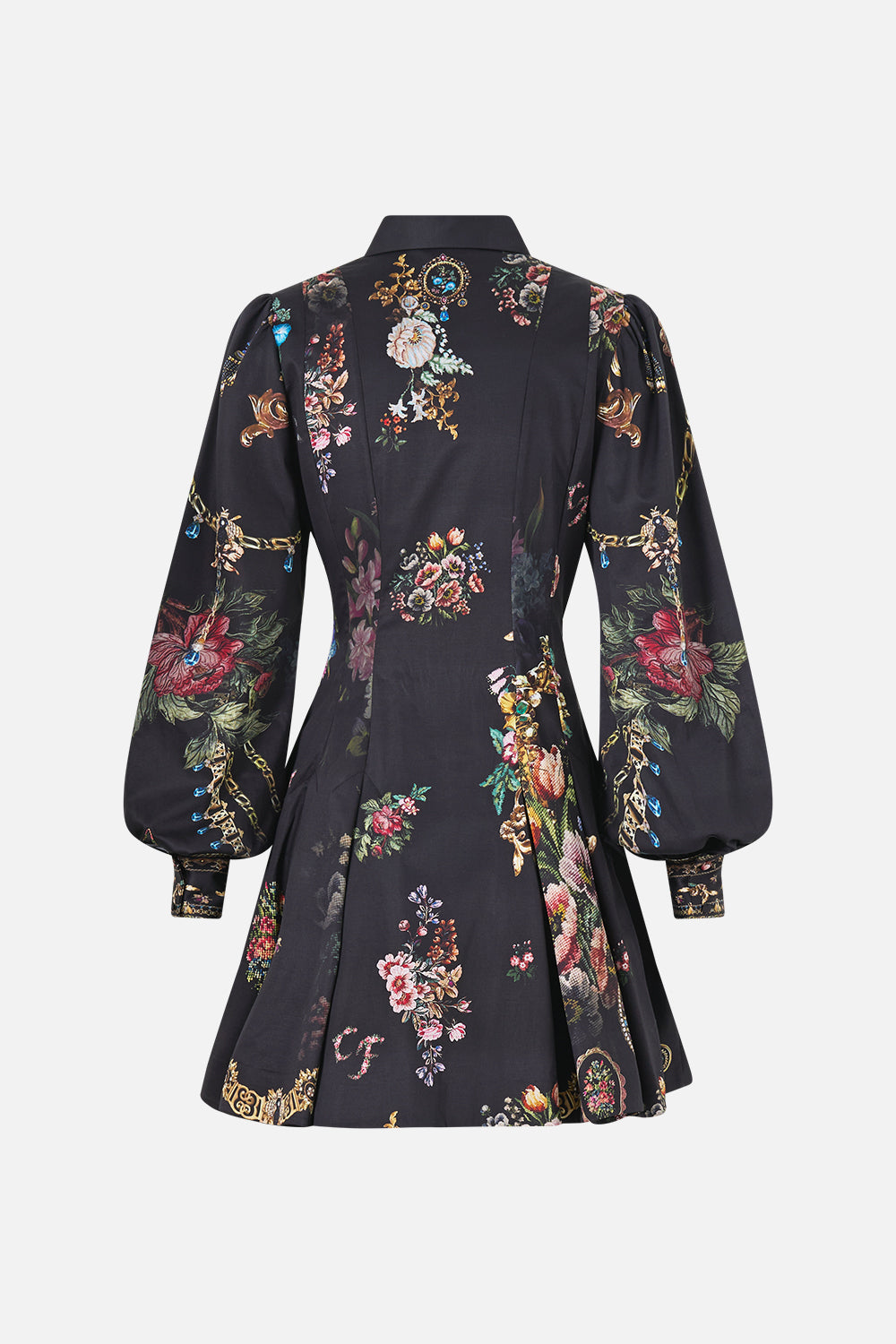 The CAMILLA SHORT BUTTON FRONT SHIRT DRESS NIGHT GARDEN