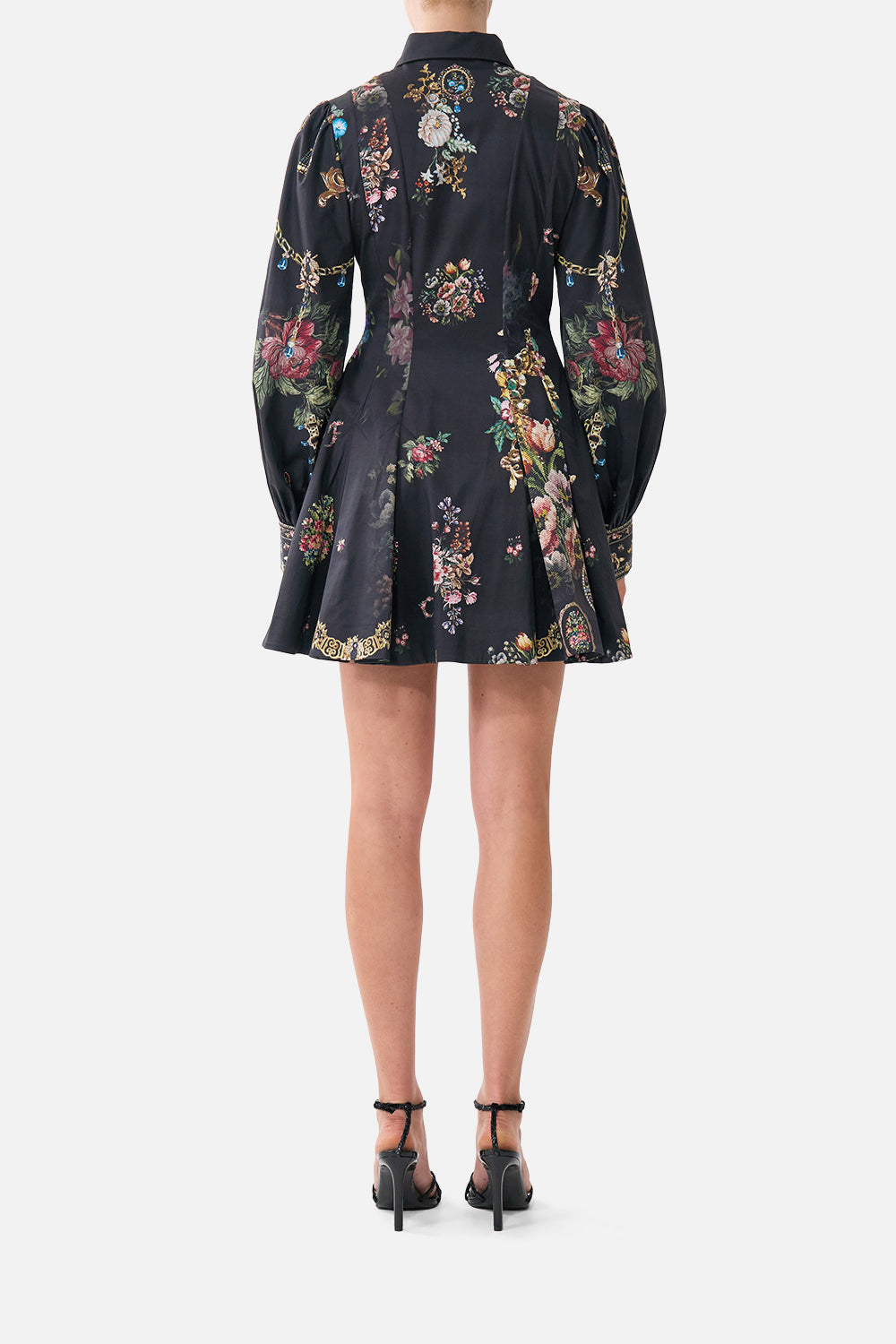 The CAMILLA SHORT BUTTON FRONT SHIRT DRESS NIGHT GARDEN
