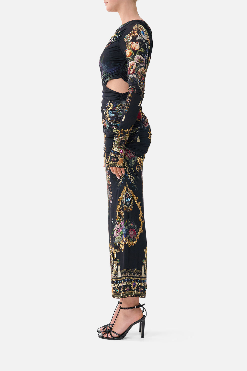 The CAMILLA ONE SHOULDER JERSEY CUT OUT DRESS NIGHT GARDEN