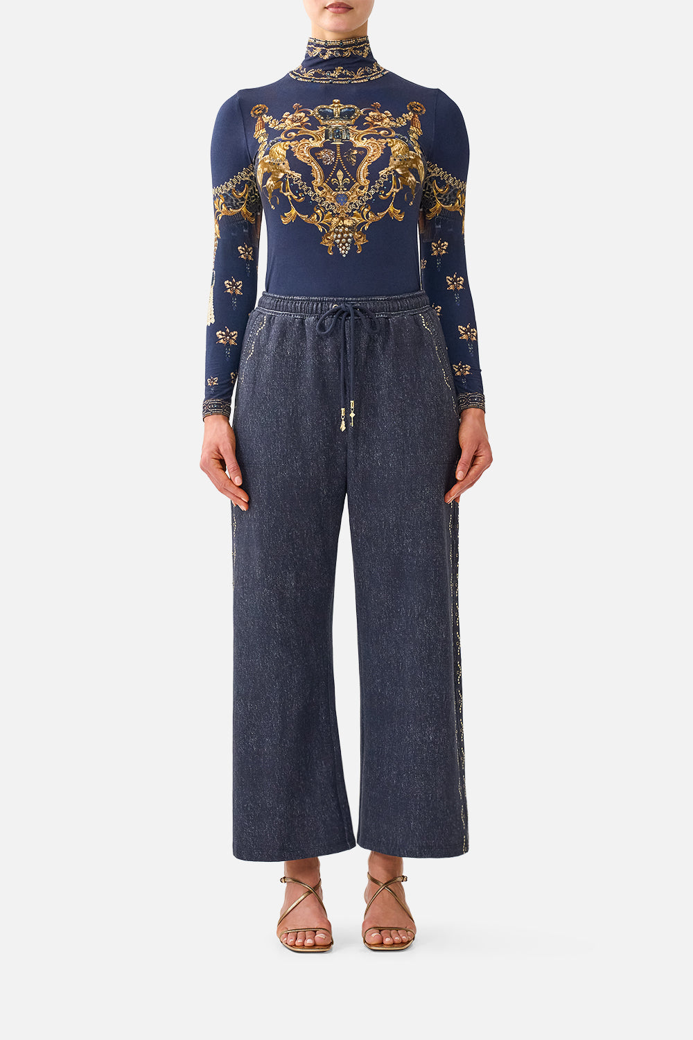 STRAIGHT LEG TRACK PANT CLOAKED IN BAROQUE
