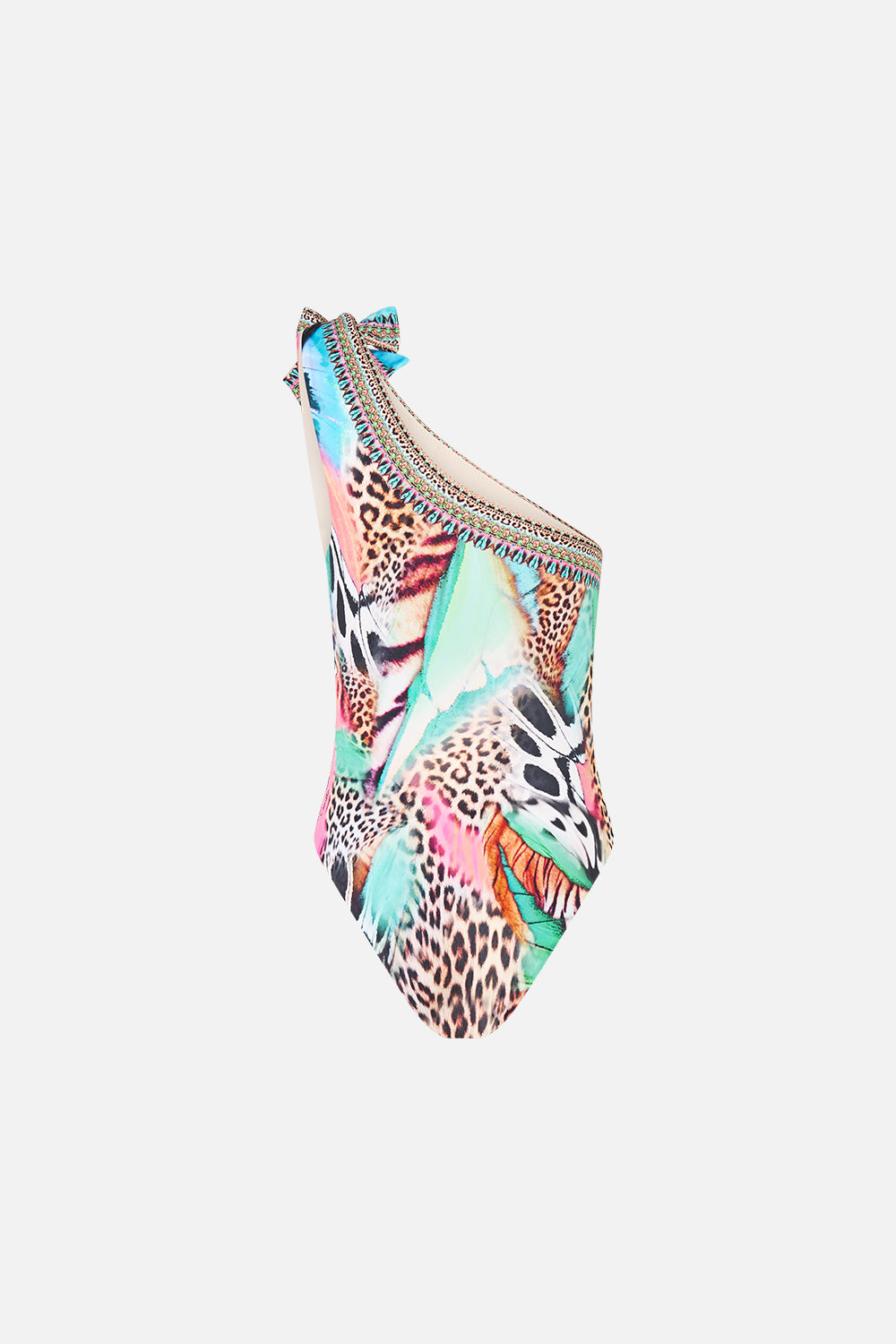 The CAMILLA DRAPED ONE SHOULDER ONE PIECE WITH TIE TRIM BUTTERFLY BOHEMIA