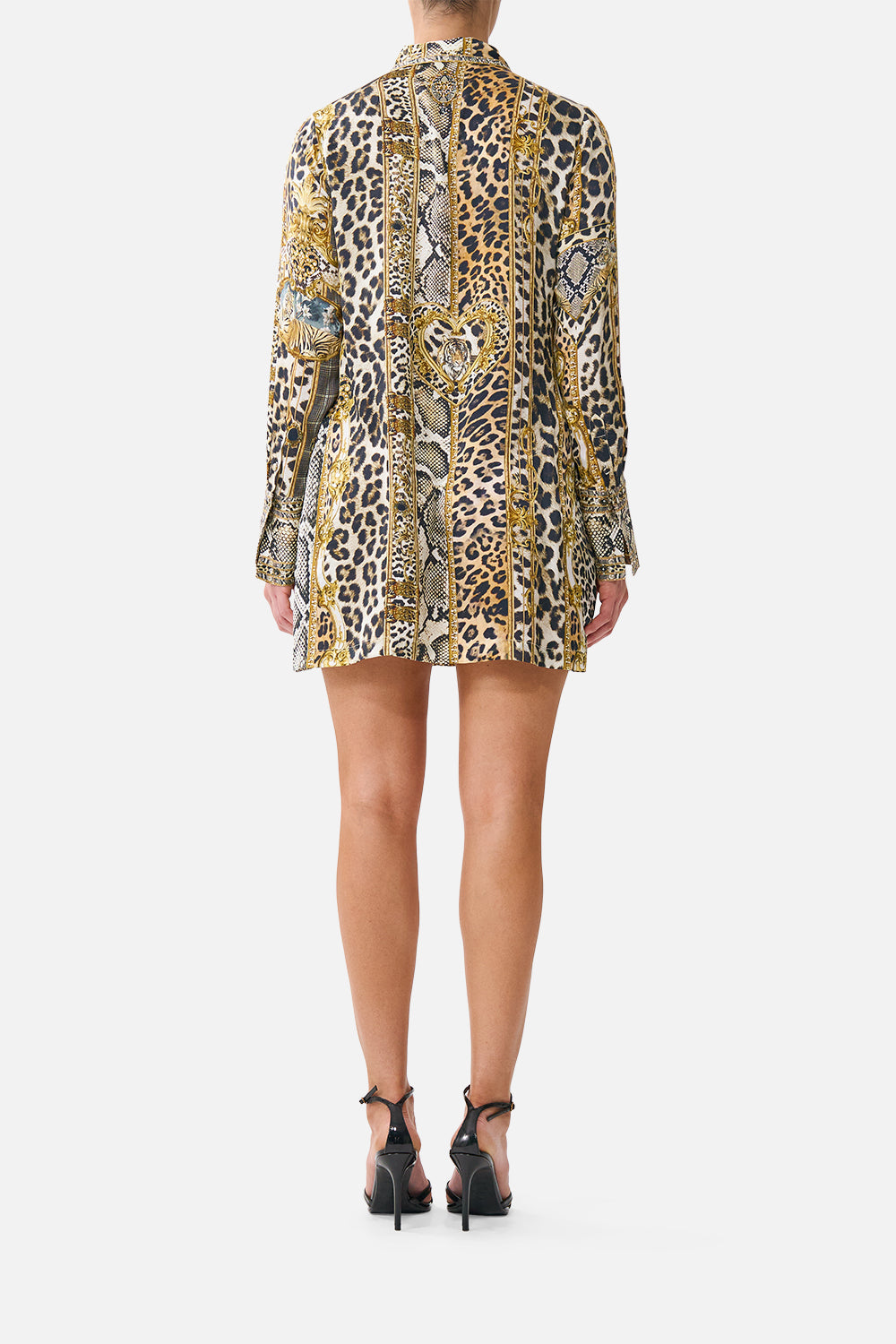 The CAMILLA Mini Shirt Dress Leopard Libertine in our Leopard Libertine print.
