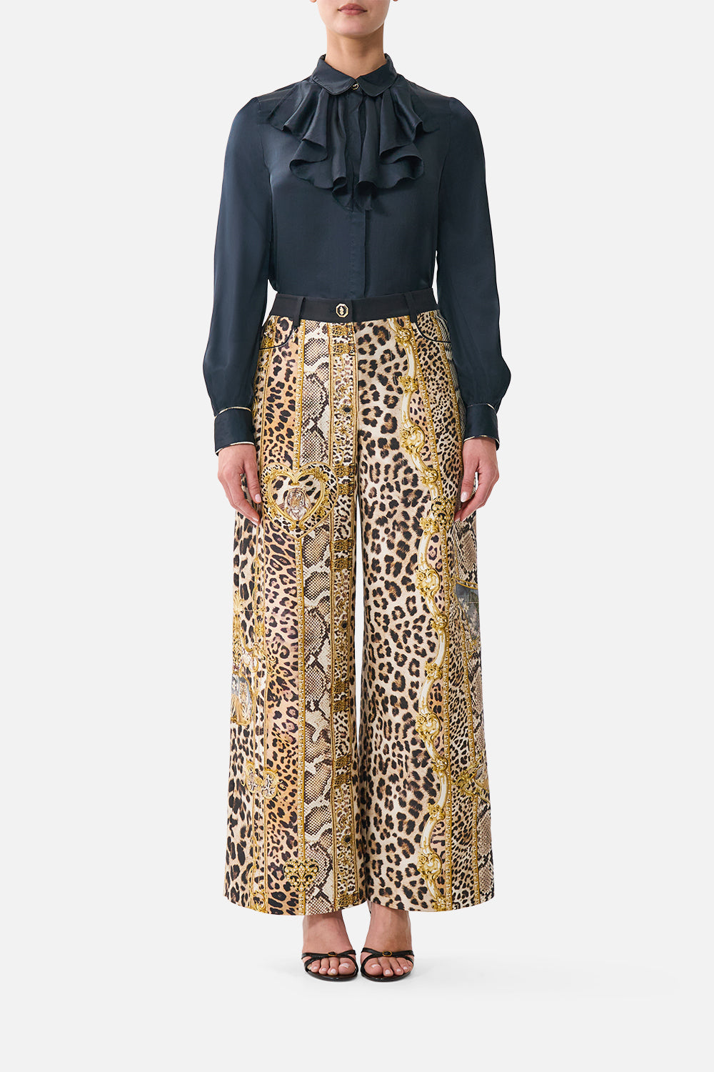 The CAMILLA Relaxed Trouser with Back Yoke Leopard Libertine in our Leopard Libertine print.