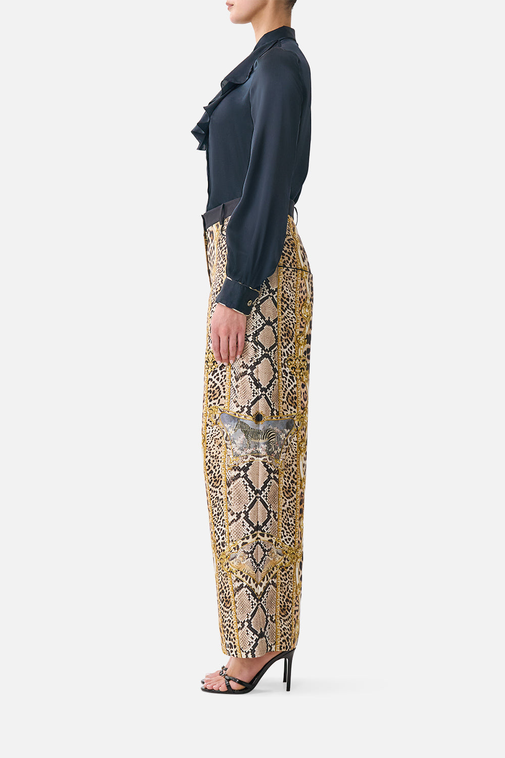The CAMILLA Relaxed Trouser with Back Yoke Leopard Libertine in our Leopard Libertine print.