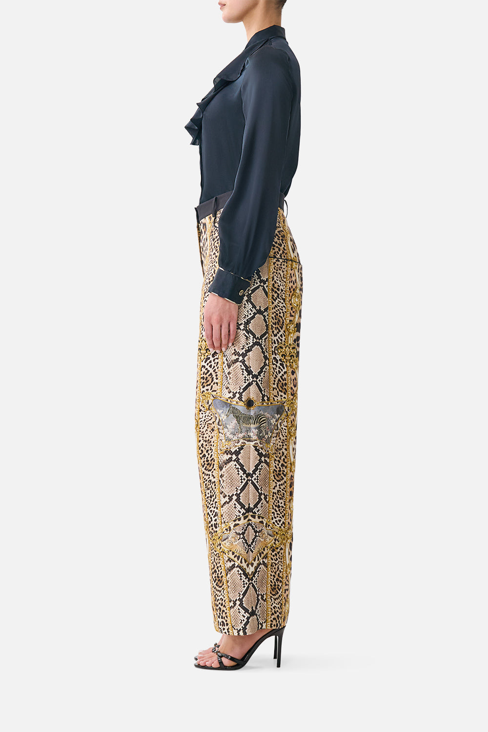 The CAMILLA RELAXED TROUSER WITH BACK YOKE LEOPARD LIBERTINE