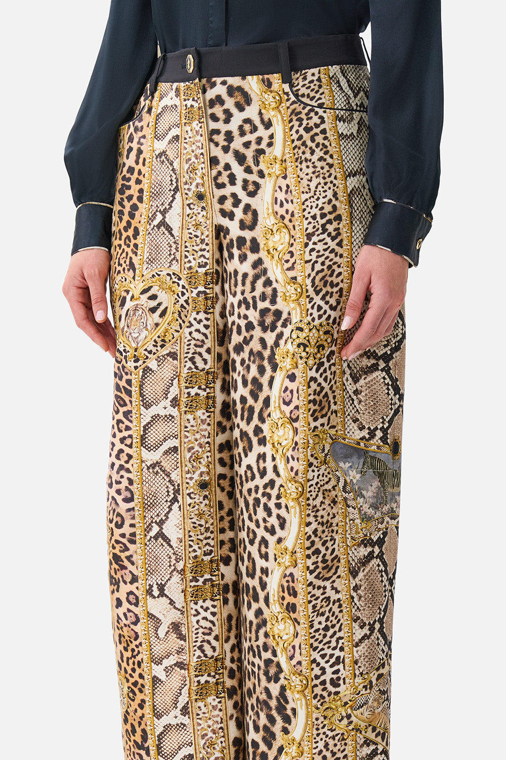The CAMILLA Relaxed Trouser with Back Yoke Leopard Libertine in our Leopard Libertine print.