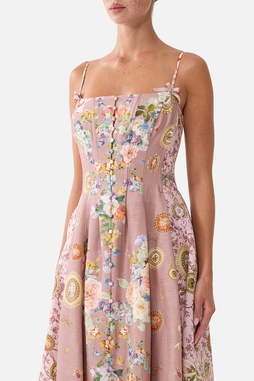 The CAMILLA CORSET DRESS WITH LONG FLARED SKIRT CHAMBER OF BLOOMS