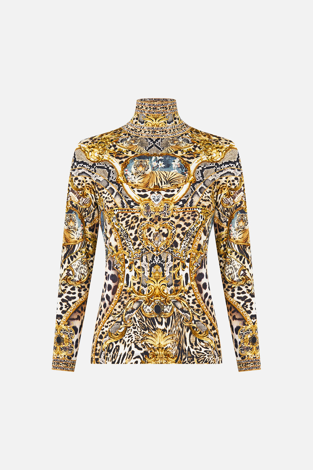 The CAMILLA JERSEY TURTLENECK LEOPARD LIBERTINE